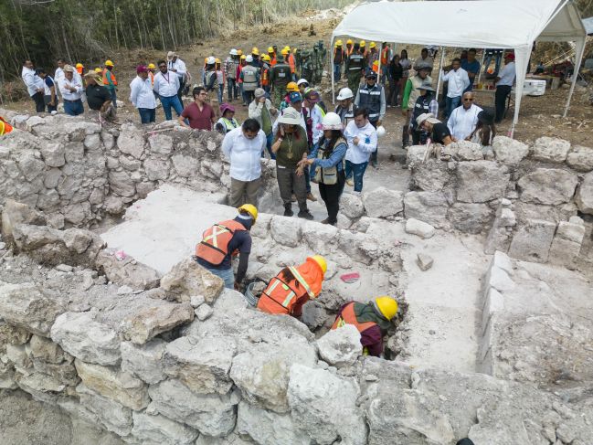 Tren Maya: Recorre Sansores punto de rescate arqueológico en el tramo 7, Conhuas-Chicanná